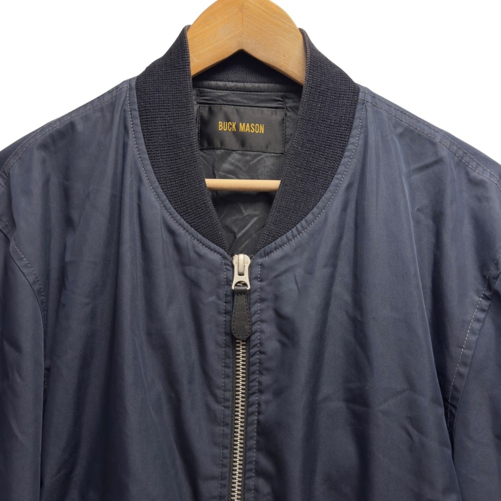 Buck Mason Mens Size Large Navy Blue Full Zip Cotton Polyester Bomber Jacket guc